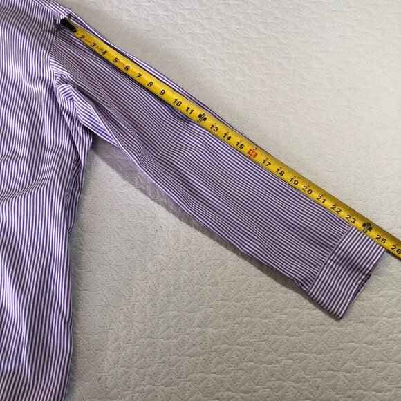 Polo Ralph Lauren Men's 2XL Button Shirt Long Sleeve Striped Purple Custom Fit - Picture 8 of 9